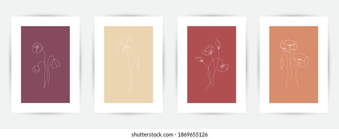 Modern abstract art backgrounds set with botanical leaves and abstract geometric shapes. Botanical wall art vector set. Art design for print, cover, wallpaper. Vector illustration