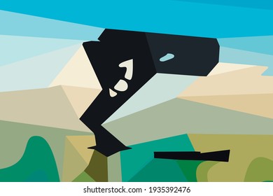 Modern abstract art, black shape, vector illustration