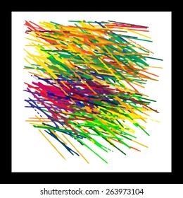 Modern abstract art bright blots and splashes in a black frame