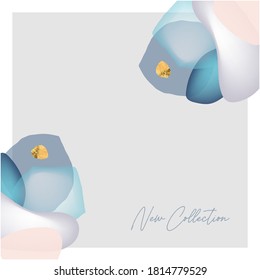 Modern abstract art cut geometric shapes with gold leaf decor. Chic canvas print design. Gem stones background. Contemporary. 