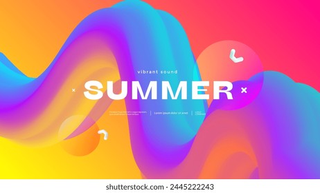 Modern abstract art design with liquid shape with gradient colors. Creative concept of summer wave.