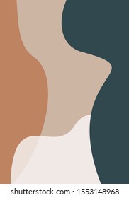 Modern abstract art design with organic shapes. Contemporary collage style design with hand drawn abstract shapes in trendy warm color palette. 