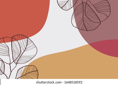 Modern abstract art design with organic shapes in terra colors. Contemporary collage wall art, flyer, newsletter, magazine cover, packaging and branding design.