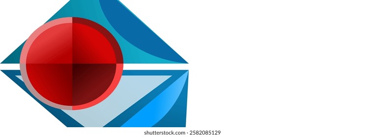 Modern abstract art featuring a red circle and blue diamond on a white background. Minimalist design perfect for backgrounds or graphic projects.