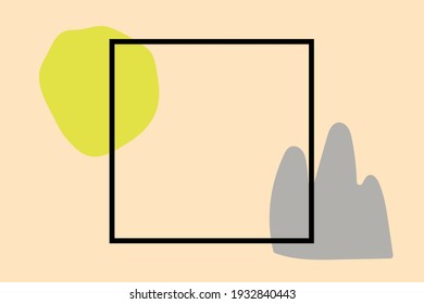 Marco de arte abstracto moderno. marco negro con impresión de estilo nórdico. diseño escandinavo para interiores, web, decoración de paredes, diseño de carteles o folletos, . ilustraciones creativas minimalistas