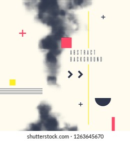 Modern abstract art geometric background with flat, minimalistic style. Vector poster with halftone element