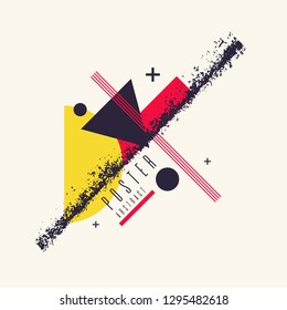 Modern abstract art geometric background with flat, minimalistic style. Vector poster with elements for design