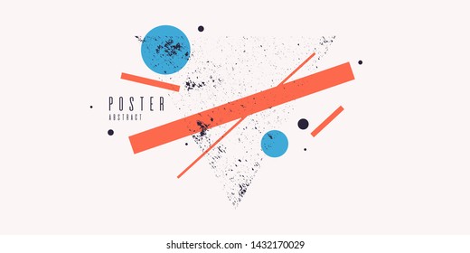 Modern abstract art geometric background with flat, minimalistic style. Vector poster with elements for design