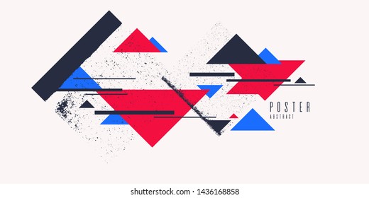 Modern abstract art geometric background with flat, minimalistic style. Vector poster with elements for design