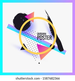 Modern abstract art geometric background with flat, minimalistic style. Vector poster with elements for design