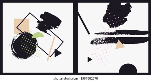 Modern abstract art geometric background with flat, minimalistic style. Vector poster with elements for design
