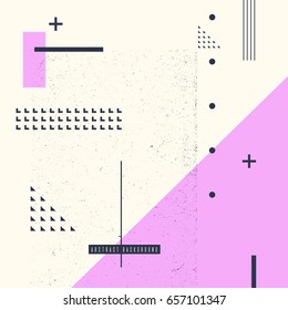 Modern abstract art geometric background with flat, minimalistic style. Vector poster with elements for design