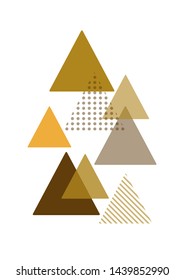Modern abstract art geometric print poster design, vector illustration.Triangle shape monotone color home decoration poster.