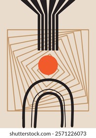 modern abstract art and geometric shape wall decoration	