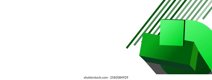 Modern abstract art with green geometric shapes on a white background. Minimalist design perfect for backgrounds or graphic projects.