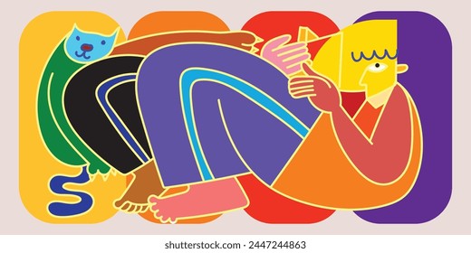Modern abstract art portrait of people geometric, shapes vector illustration. Artistic person design for art print, wall art, poster, cover and print.