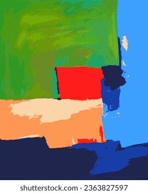 Modern Abstract Art - Vector Illustration From Original Contemporary Painting Square Colorful Composition