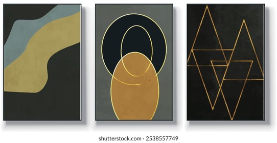 Arte abstracto moderno, cartel del arte de la pared, Ilustración vectorial dibujada a mano geométrica