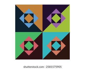 Modern abstract artistic 80s geometric square box carpet design.
