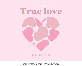 Modern abstract artistic design with hearts and modern typography. Templates for celebration, ads, branding, banner, cover, label, poster, sales, mother's day, children's day