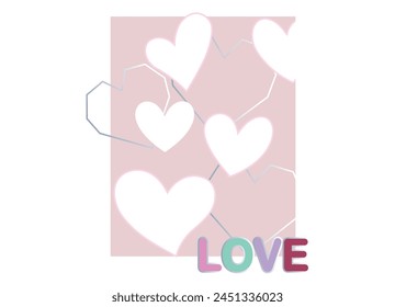 Modern abstract artistic design with hearts and modern typography. Templates for celebration, ads, branding, banner, cover, label, poster, sales, mother's day, children's day