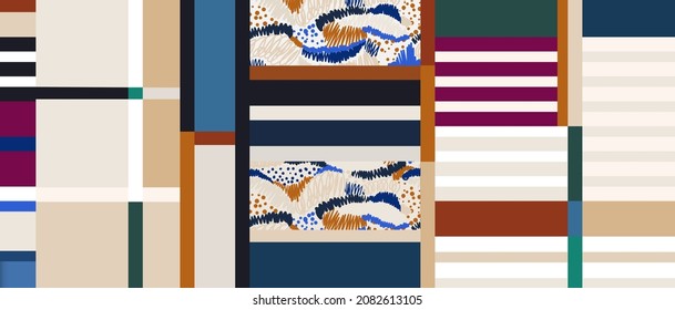 Modern abstract artistic striped print. Contemporary seamless pattern. Fashionable creative template for design.