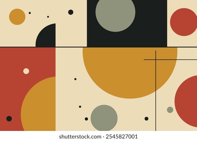 Modern abstract artwork in Bauhaus style design with geometric shapes