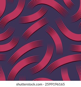 Modern abstract artwork shows pink curved lines against a rich purple background. Perfect for digital graphics, textile designs, and elegant home decor