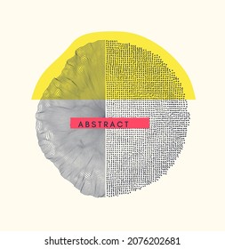 Modern abstract asymmetric background with various semicircles. Applicable for placards, banners, book covers, brochures, planners or notebooks. 3d vector illustration. 
