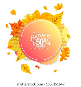 modern abstract autumn sale banner design, modern autumn sale banner poster design with gradient color