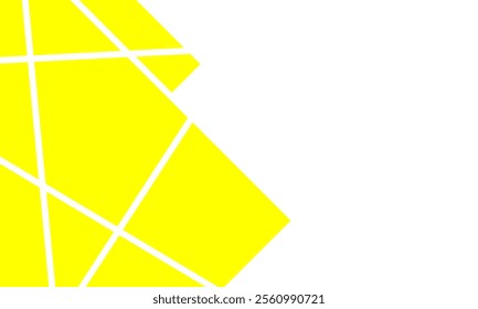 Modern abstract backdrop featuring bold yellow geometric shapes intersecting with sharp white lines, contrasting with a plain white backdrop for a minimalist and contemporary appeal.