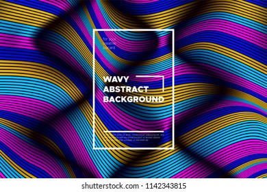 Modern Abstract Background with 3d Effect. Wave Texture with Colorful Distorted Lines. Creative Optical Illusion. Futuristic Style. Bright Abstract Background with Volumetric Striped Shapes. Eps10.