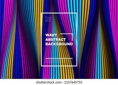 Modern Abstract Background with 3d Effect. Wave Texture with Colorful Distorted Lines. Creative Optical Illusion. Futuristic Style. Bright Abstract Background with Volumetric Striped Shapes. Eps10.