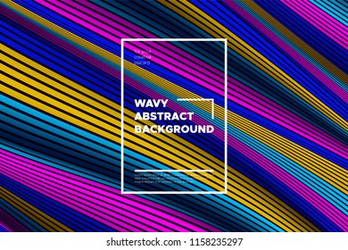 Modern Abstract Background with 3d Effect. Wave Texture with Colorful Distorted Lines. Creative Optical Illusion. Futuristic Style. Bright Abstract Background with Volumetric Striped Shapes. Eps10.
