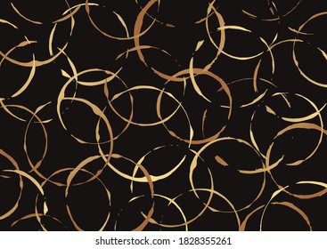 Modern abstract background for banner or presentation or greeting card with golden circles on black.