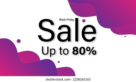 Modern Abstract Background Black Friday Sale 80 with Fluid Liquid Waves Vibrant Pink Purple Gradient Color