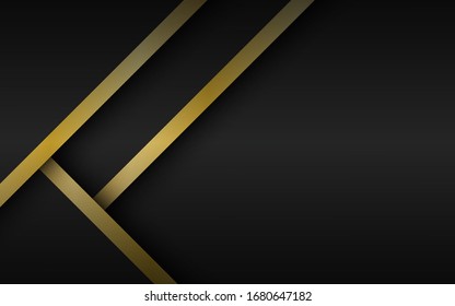 Modern abstract background with black and gold layers above each other, modern design template for your business, vector illustration with oblique stripes and lines