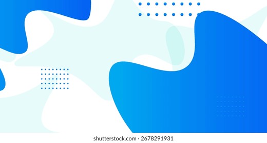 Modern abstract background with blue fluid organic shapes and dotted patterns on white. Clean and minimal design, vector eps10