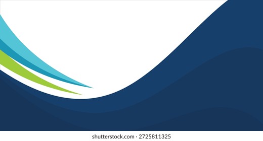 Fundo abstrato moderno com desenho de onda azul e verde. Perfeito para modelos corporativos, apresentações comerciais, folhetos, brochuras e banners digitais. Design limpo, profissional e de tendências