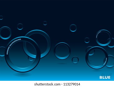 Modern abstract background with blue light and bubbles