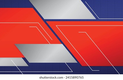 Modern abstract background blue and red with silver color design