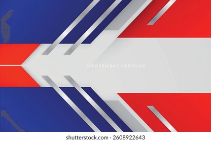 Modern abstract background blue, red and white with silver colorful design