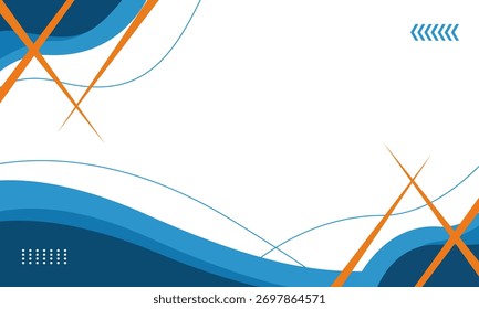 Fondo abstracto moderno con ondas azules y Formas geométricas naranjas para presentaciones y proyectos de Diseño gráfico.