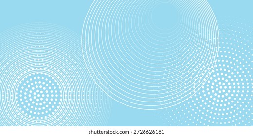 Fondo abstracto moderno, gradaciones blancas azules, efecto de círculo, forma memphis, de moda, Vector