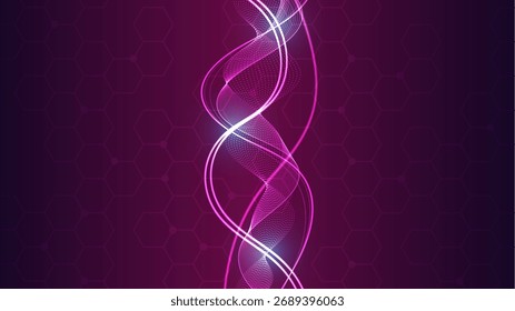Fundo abstrato moderno com um fluxo vertical brilhante e estrutura hexágono geométrica. Espaço de cópia para uso comercial e tecnológico.