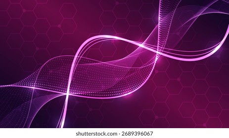 Fondo abstracto moderno con un flujo de Vertical brillante y estructura hexagonal geométrica. Espacio para texto para uso empresarial y de Tecnología.