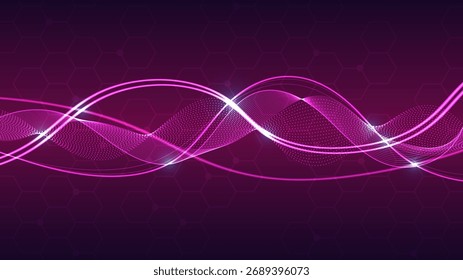 Fondo abstracto moderno con un flujo de Vertical brillante y estructura hexagonal geométrica. Espacio para texto para uso empresarial y de Tecnología.