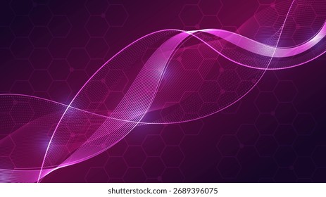 Fondo abstracto moderno con un flujo de Vertical brillante y estructura hexagonal geométrica. Espacio para texto para uso empresarial y de Tecnología.