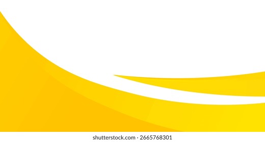 Fondo abstracto moderno con curvas de degradado amarillo brillante sobre un espacio blanco limpio. Diseño de flujo mínimo ideal para Anuncios, presentaciones y materiales de marca.