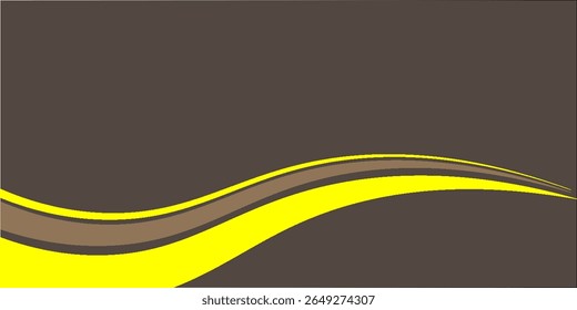 Modern abstract background with brown and yellow wave lines creating a dynamic flow, suitable for banner, brochure, or digital design. 